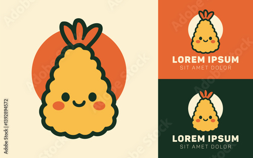 Minimalist Tempura Shrimp Logo with Cute Style