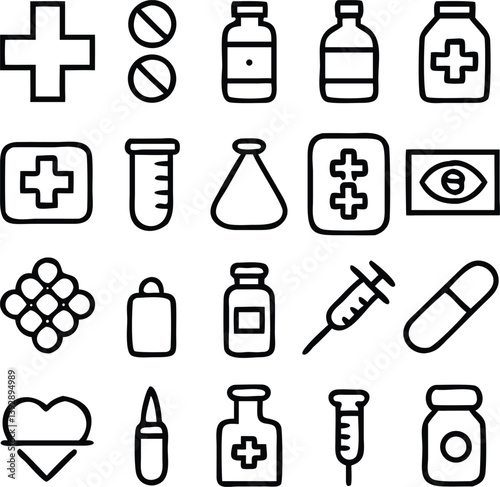 Meds and Treatment Icon Pack Vector | Medicine, Healthcare & Healing Line Icons