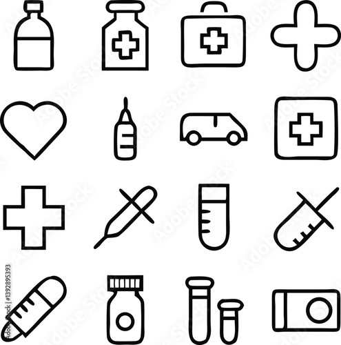 Meds and Treatment Icon Pack Vector | Medicine, Healthcare & Healing Line Icons