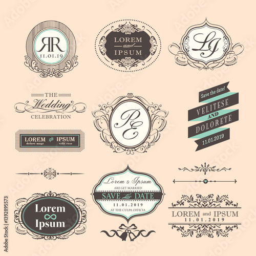 Vintage Style Wedding border and frames