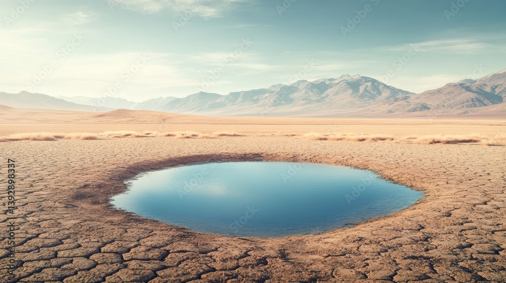 Dried out water pond. Dry land. Drought.