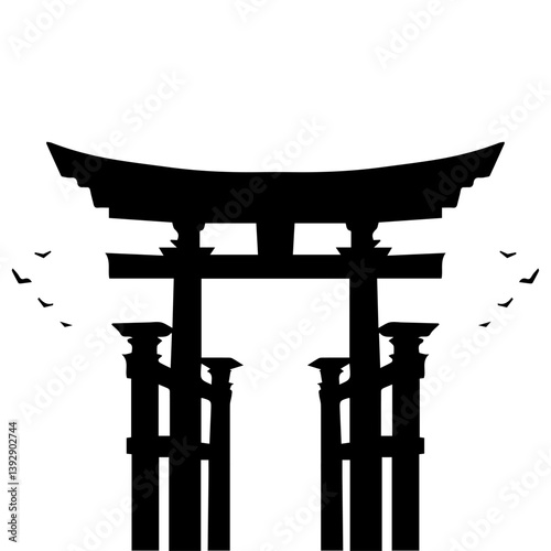 Black and White Torii Gate