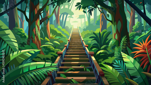 stairway through the forest, Arenal, Costa Rica, Central America