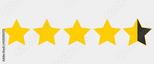 Four And A Half Star Rating Illustration Vector. eps10