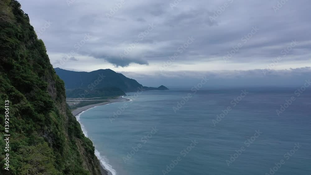 Flight over Guanyin Coast, Taiwan Island Flight over Guanyin Coast, Taiwan Island