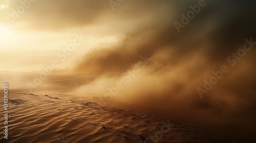 Obraz na płótnie Sand storm in desert. Dry land. Lifeless. Drought. w salonie
