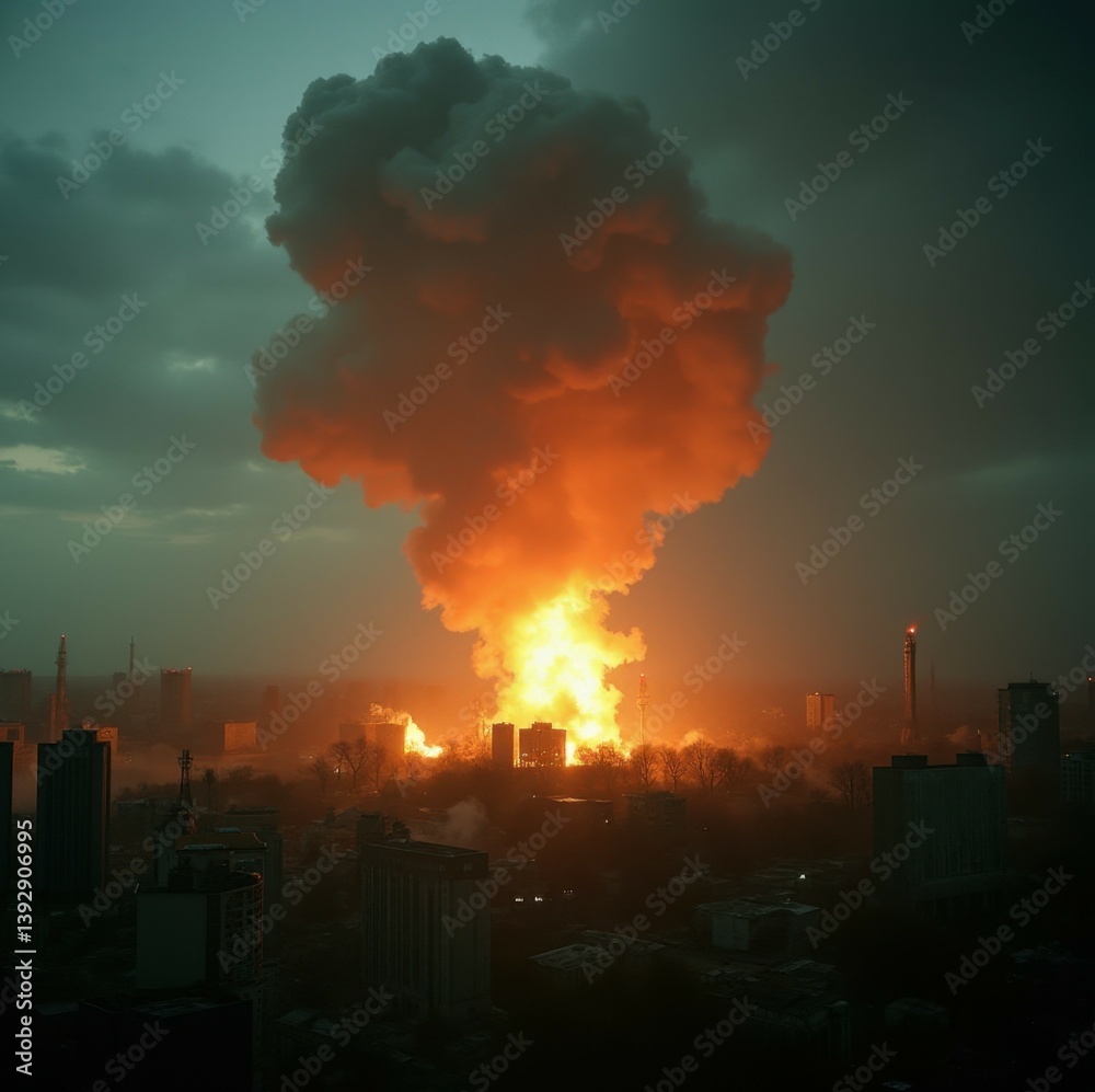 Obraz premium Explosion in Cityscape