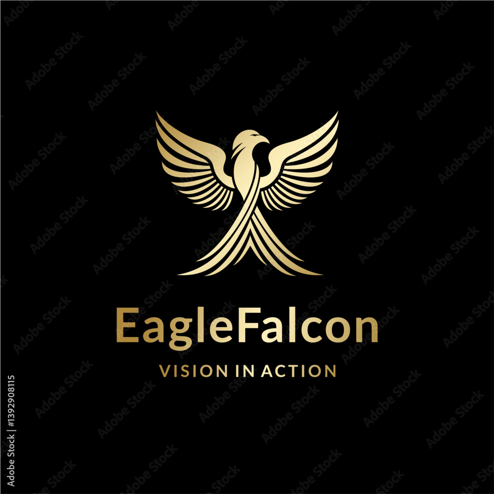 Fototapeta premium Falcon Horizon Elegant Golden Bird Logo