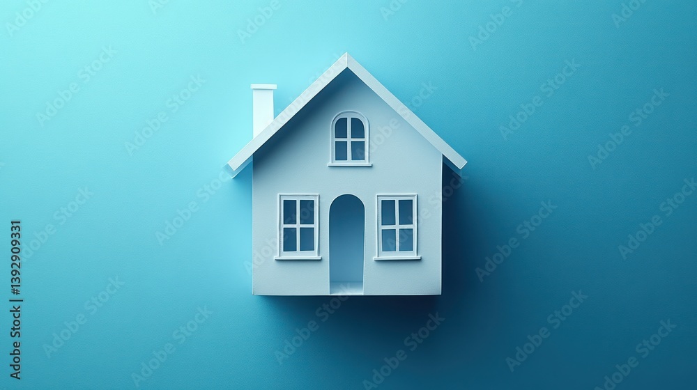 Simple white house icon on light blue background Simple white house icon on light blue background