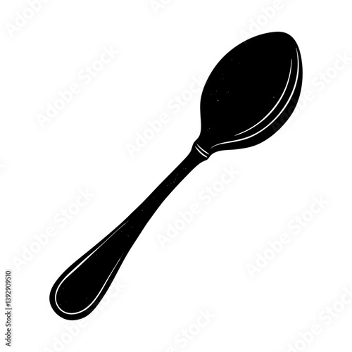 Isolated black spoon vector graphic for kitchenware and dining utensils illustration use silhouette