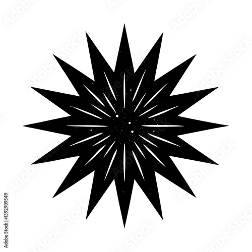 Abstract black starburst vector design element for graphic design projects and art needs silhouette