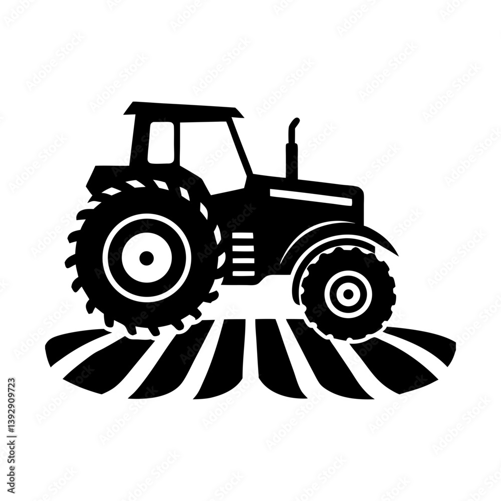 Obraz premium Tractor agriculture farming farm vehicle machinery farm equipment field harvest rural silhouette