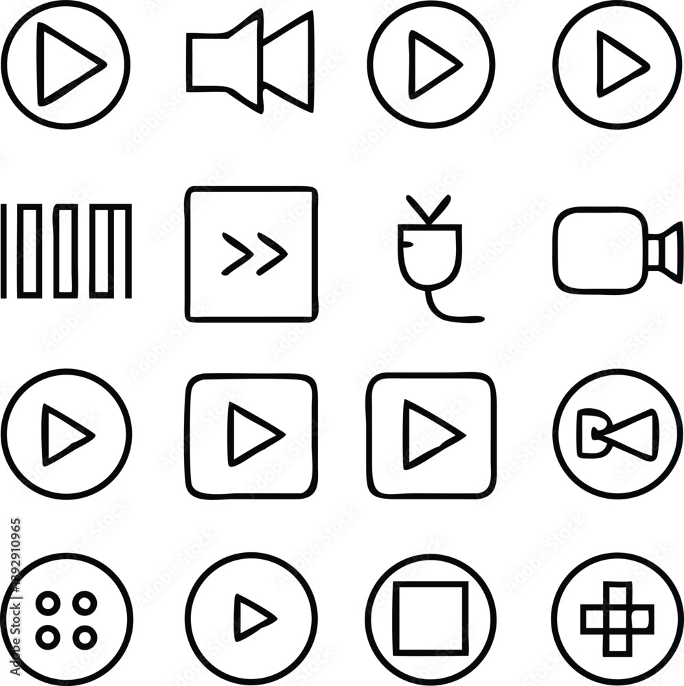 Multimedia Collection Icon Pack Vector | Audio, Video & Digital Media Line Icons Multimedia Collection Icon Pack Vector | Audio, Video & Digital Media Line Icons