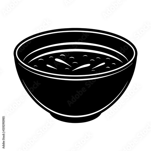 Bowl of soup vector illustration for food blog recipe website or cooking application silhouette