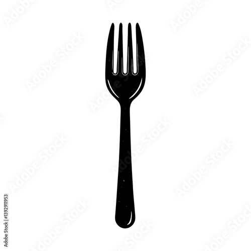Black fork vector illustration for restaurant menu design and culinary blog post image use silhouette