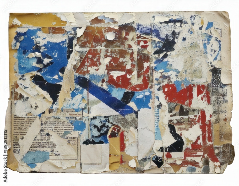 Fototapeta premium A high-detail texture of torn and weathered wall posters layered over each other