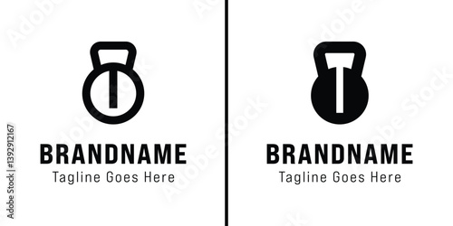 Letter U Kettlebell Gym Logo Set, symbolizing strength, fitness, and power