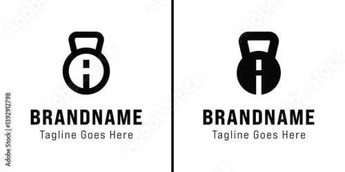 Letter A Kettlebell Gym Logo Set, symbolizing strength, fitness, and power