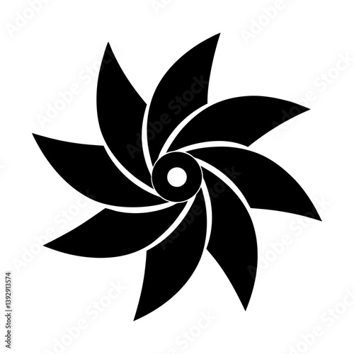 Abstract black flower vector graphic design element floral blossom petal shape art icon silhouette