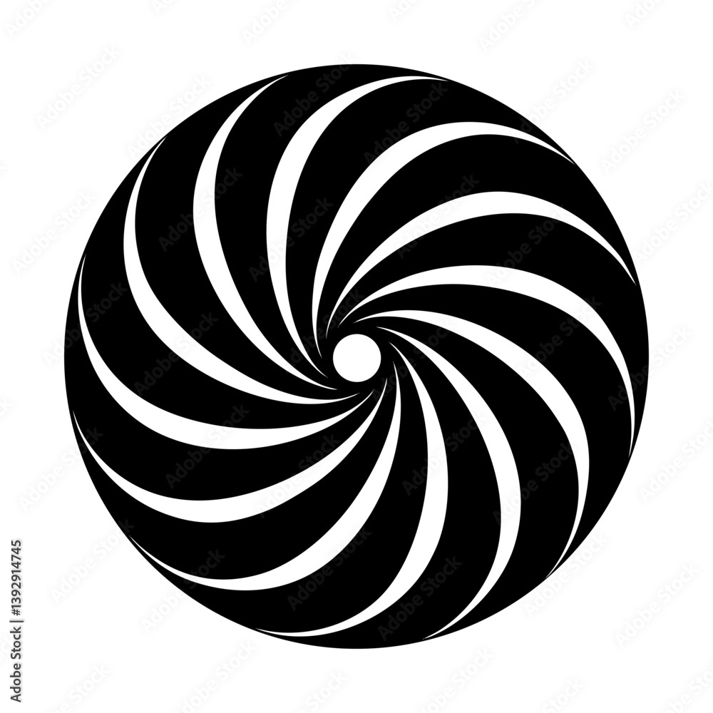 Abstract swirl vector graphic design black and white vortex optical illusion element art silhouette Abstract swirl vector graphic design black and white vortex optical illusion element art silhouette