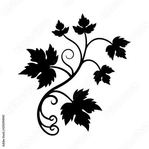 Download black vine leaves vector illustration for design element and decoration art silhouette