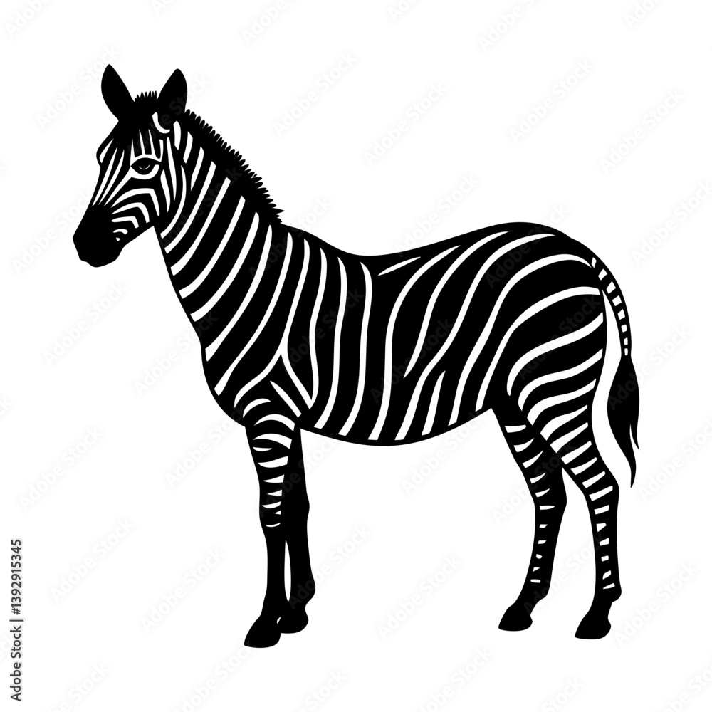 Obraz premium Zebra animal illustration vector art black and white stripes african wildlife design image silhouette