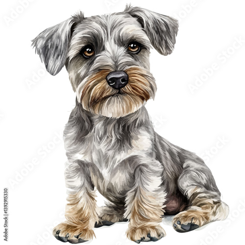 Short-eared dog, watercolor illustration, isolated on a white background.


