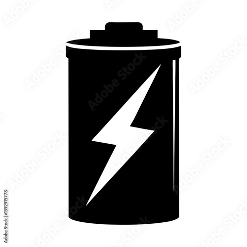 Battery power energy charge lightning bolt electricity electric cell icon symbol sign silhouette