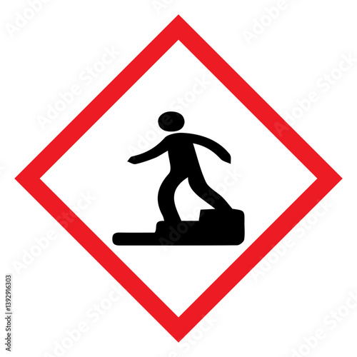 vector illustration of steps down warning symbol rhombus