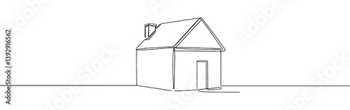 Home continuous one line drawing. House, real estate symbol. Vector illustration.