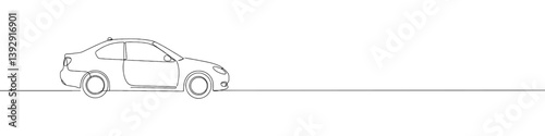 Car continuous one line drawing. Vehicle in line style. Vector illustration.