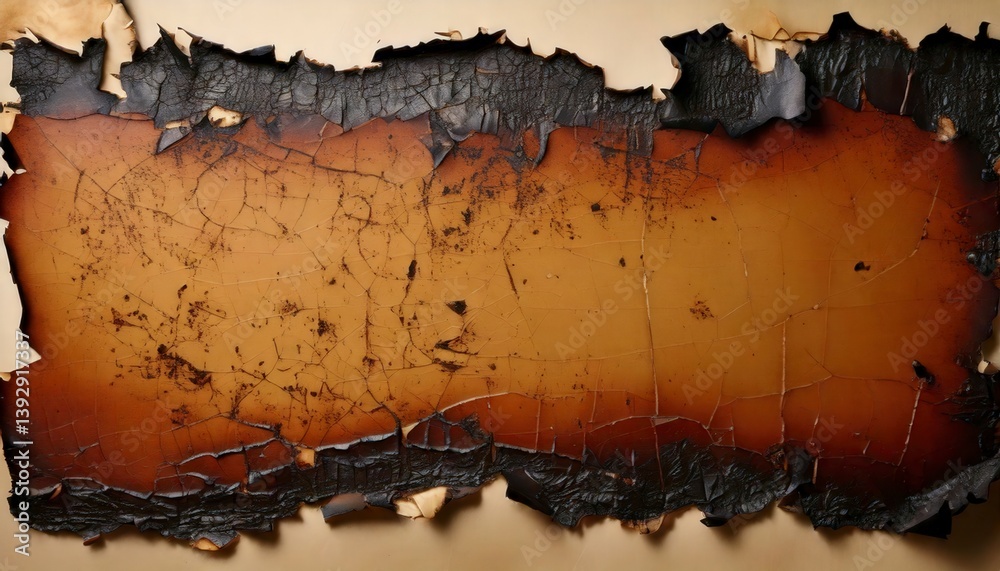Naklejka premium A high-quality burnt torn paper texture with darkened, crispy edges