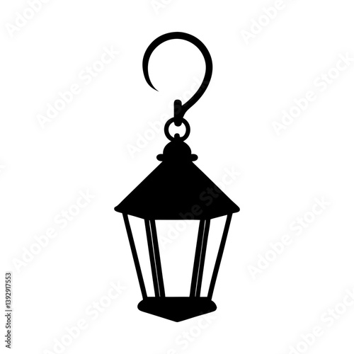 Hanging lantern vector image black silhouette illustration decorative light design element