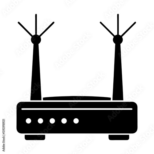 Wireless router vector illustration for internet connection and network communication icon silhouette