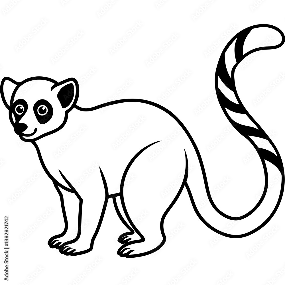 Obraz premium Minimalist Lemur One-Line Vector Art