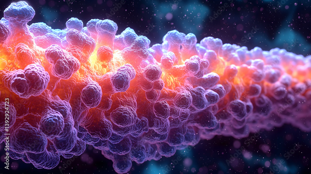 Obraz premium Exploring cellular structures and processes in a colorful microscopic environment