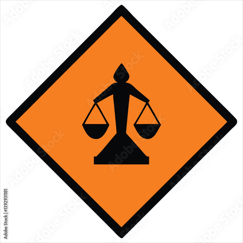 Minimalist black justice symbol with soft orange gradient background

