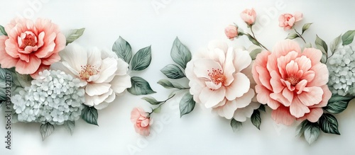 Delicate floral arrangement, pastel colors,  background, decorative, wallpaper, art print