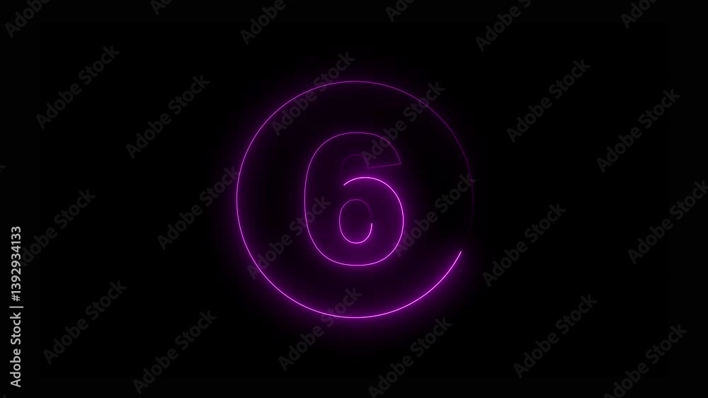 Countdown 10 to 0 neon loading circle, Glowing neon light countdown timer animation . Countdown 10 to 0 neon loading circle, Glowing neon light countdown timer animation .