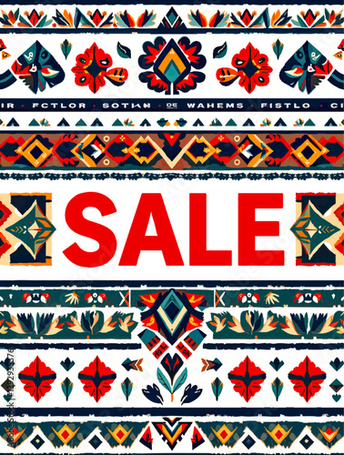 a colorful pattern with the word sale on it