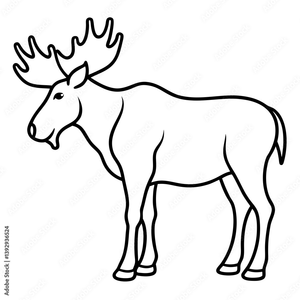 Minimalist Moose One-Line Vector Art