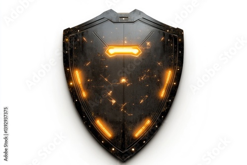 IT digital shield symbolizes cyber security attack protection isolated on white background, hd, realistic