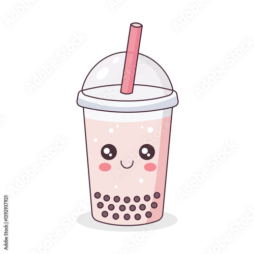 Kawaii bubble tea illustration