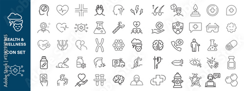 Set of Medical web icons in line style. Medicine and Health Care, RX. Medicine, check up, doctor, dentistry, pharmacy, lab, scientific discovery, collection ,Health & Wellness  icon 
