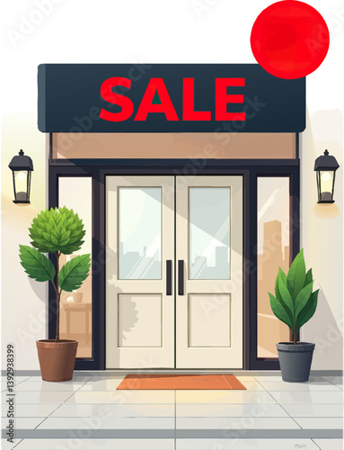 a building with a sale sign on the front of it