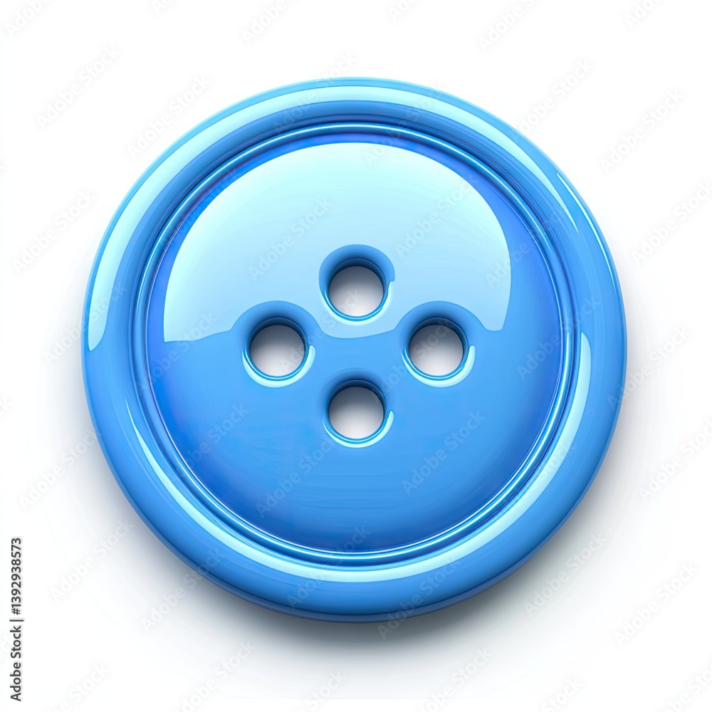 Round blue button with four holes Round blue button with four holes