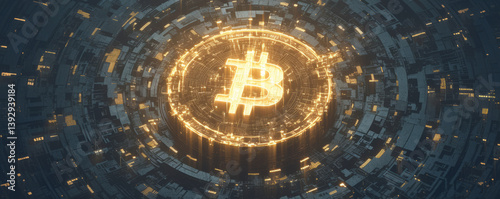 An abstract depiction of a bitcoin symbol