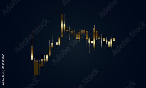 gold market trading on dark background, vector illustration design with Gold candle stivks red and green for Forex trading marktet share. A financial chart