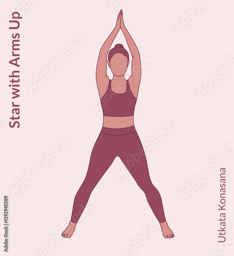 Star with Arms Up pose. Young woman practicing Yoga pose. Woman workout fitness, aerobic and exercise
