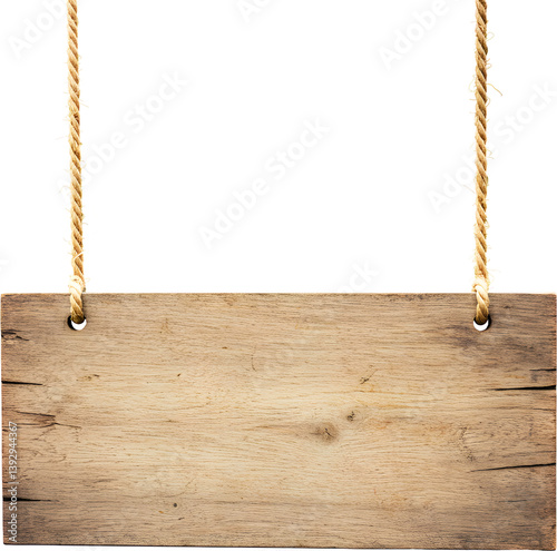 Fototapeta Naklejka Na Ścianę i Meble -  wooden signboard hanging on rope